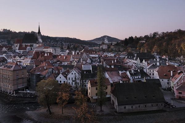 View of Cesky Krumlov, in the background the church of st. Vit.