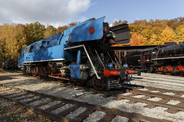 Steam locomotive 477.043, also called Parrot. Railway Museum in Luzna u Rakovnika.